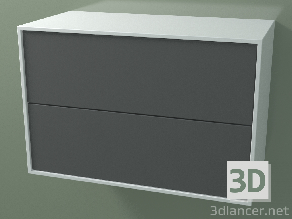 modèle 3D Tiroir double (8AUCCA01, Glacier White C01, HPL P05, L 72, P 36, H 48 cm) - preview