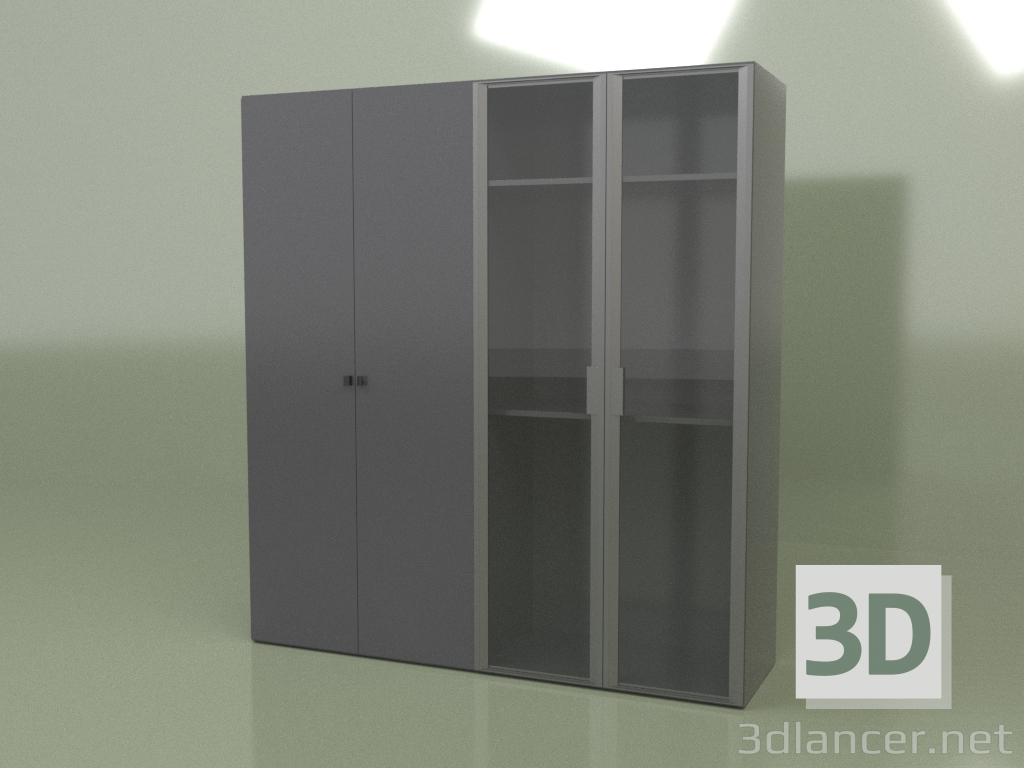 3D Modell Kleiderschrank 4 Türen GL 140 C (Anthrazit) - Vorschau