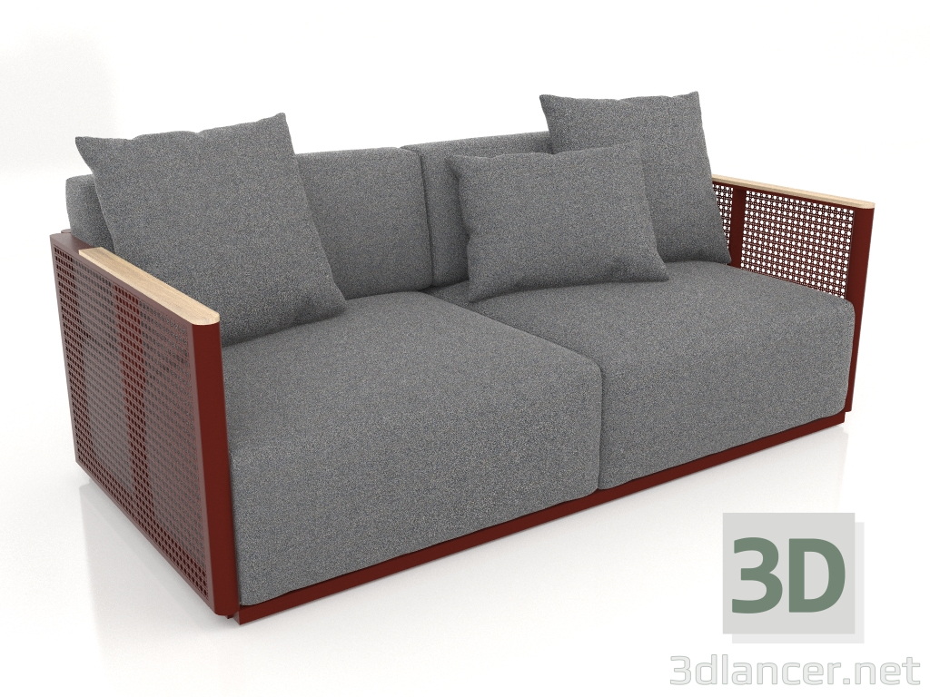 3 डी मॉडल 2-सीटर सोफा (वाइन रेड) - पूर्वावलोकन
