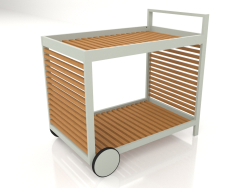 Serving trolley with an aluminum frame made of artificial wood (Cement gray)