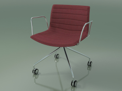 Chair 0221 (4 castors, with armrests, chrome, with fabric upholstery)