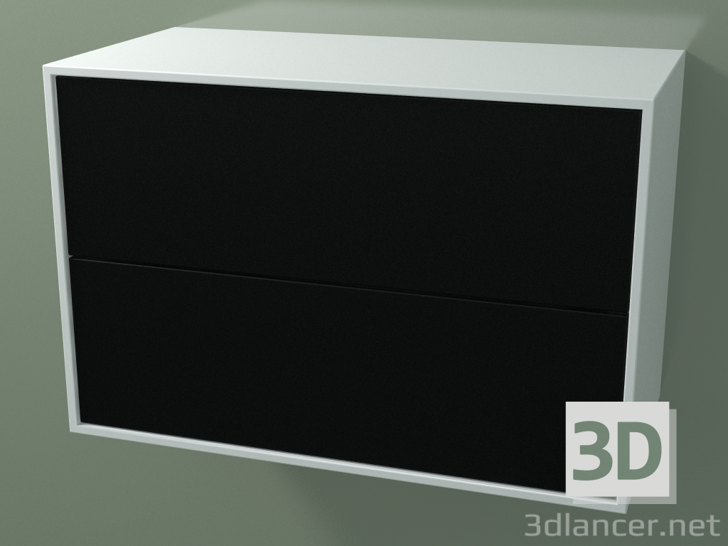 modello 3D Doppio cassetto (8AUCCA01, Glacier White C01, HPL P06, L 72, P 36, H 48 cm) - anteprima