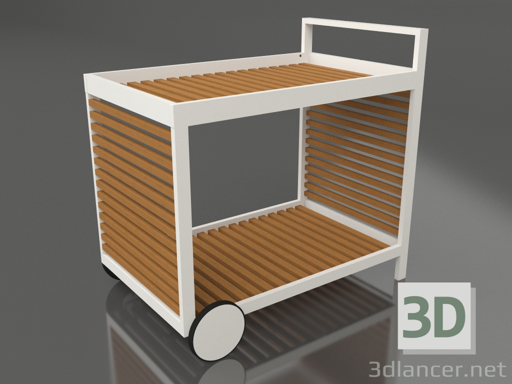modello 3D Carrello di servizio con struttura in alluminio in legno artificiale (grigio agata) - anteprima