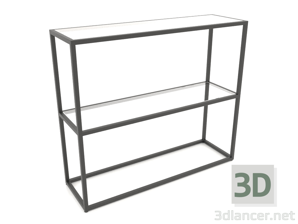 3D Modell Rack-Konsole rechteckig (GLAS, 100x30x86, 2 Einlegeböden) - Vorschau