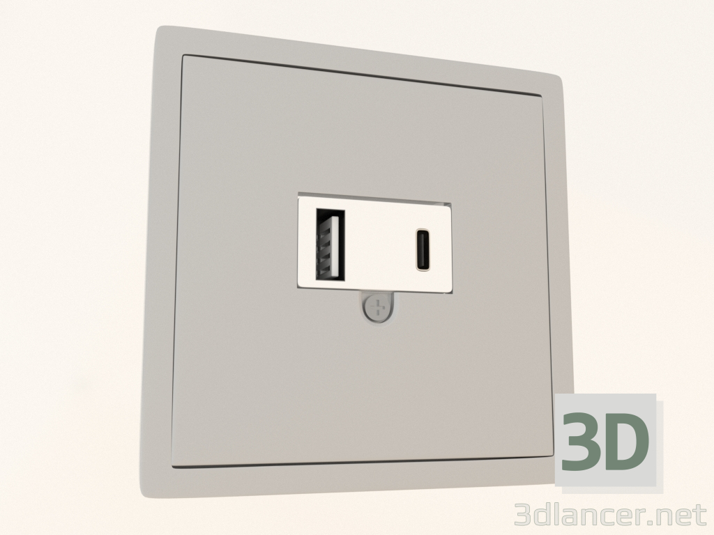 3d model USB charger (3.1A type A; C, white, aluminum, DA27626) R98 - preview