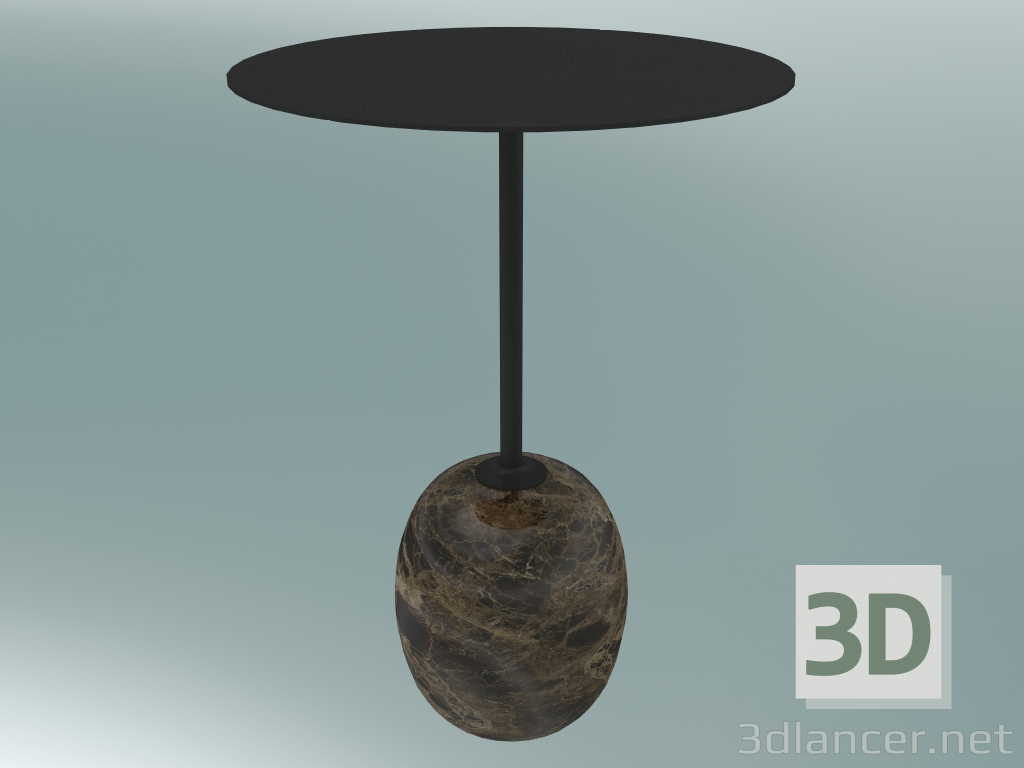 modello 3D Tavolino Lato (LN8, Ø40cm, H 50cm, marmo nero caldo e Emparador) - anteprima