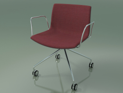 Cadeira 2044 (4 rodízios, com braços, cromado, com acabamento frontal, polipropileno PO00412)