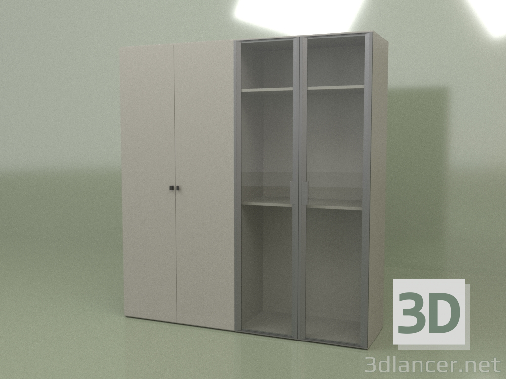 3D Modell Kleiderschrank 4 Türen GL 140 C (grau) - Vorschau
