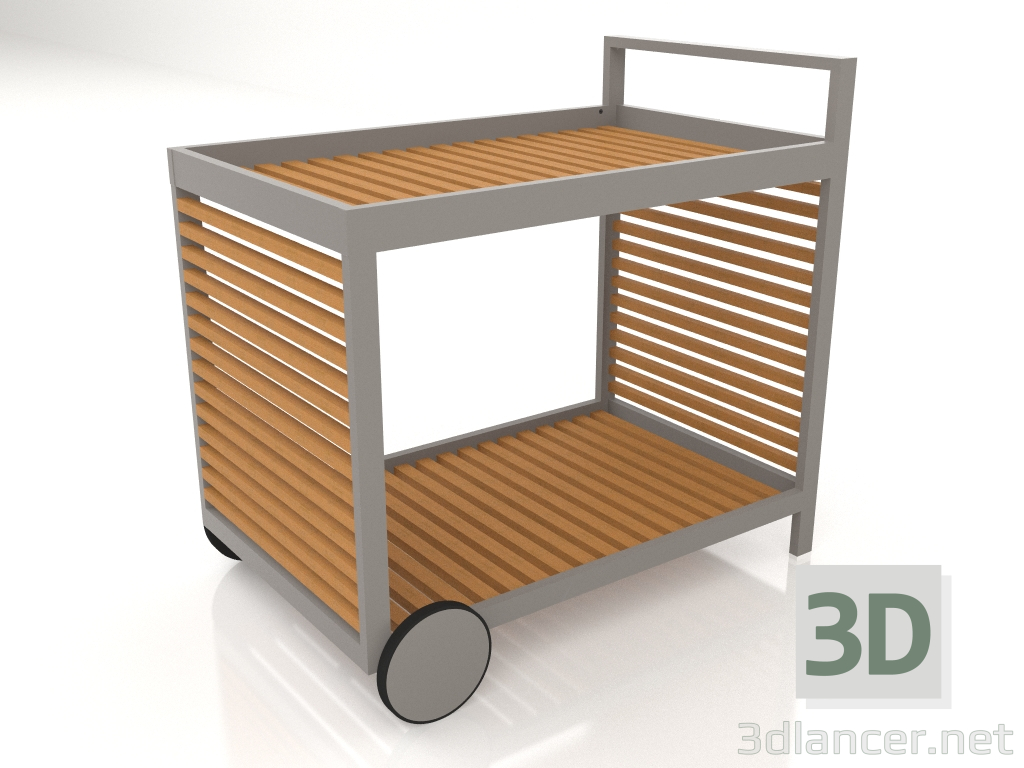 3d model Serving trolley with an aluminum frame made of artificial wood (Quartz gray) - preview