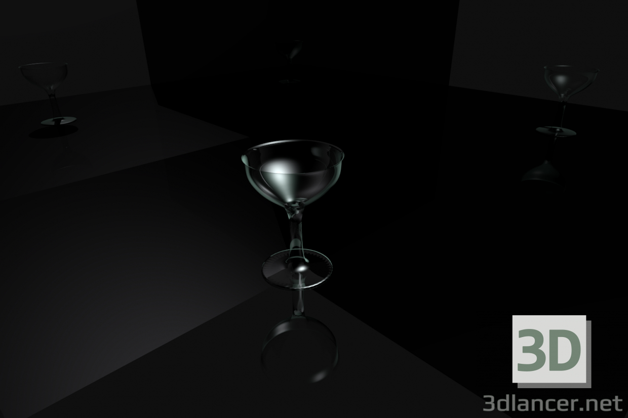 3d Glass wine glass model buy - render
