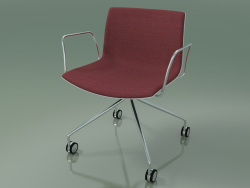 Cadeira 2044 (4 rodízios, com braços, cromado, com acabamento frontal, polipropileno PO00401)