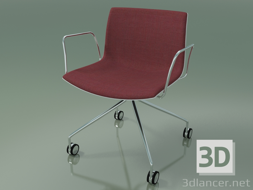3d model Chair 2044 (4 castors, with armrests, chrome, with front trim, polypropylene PO00401) - preview
