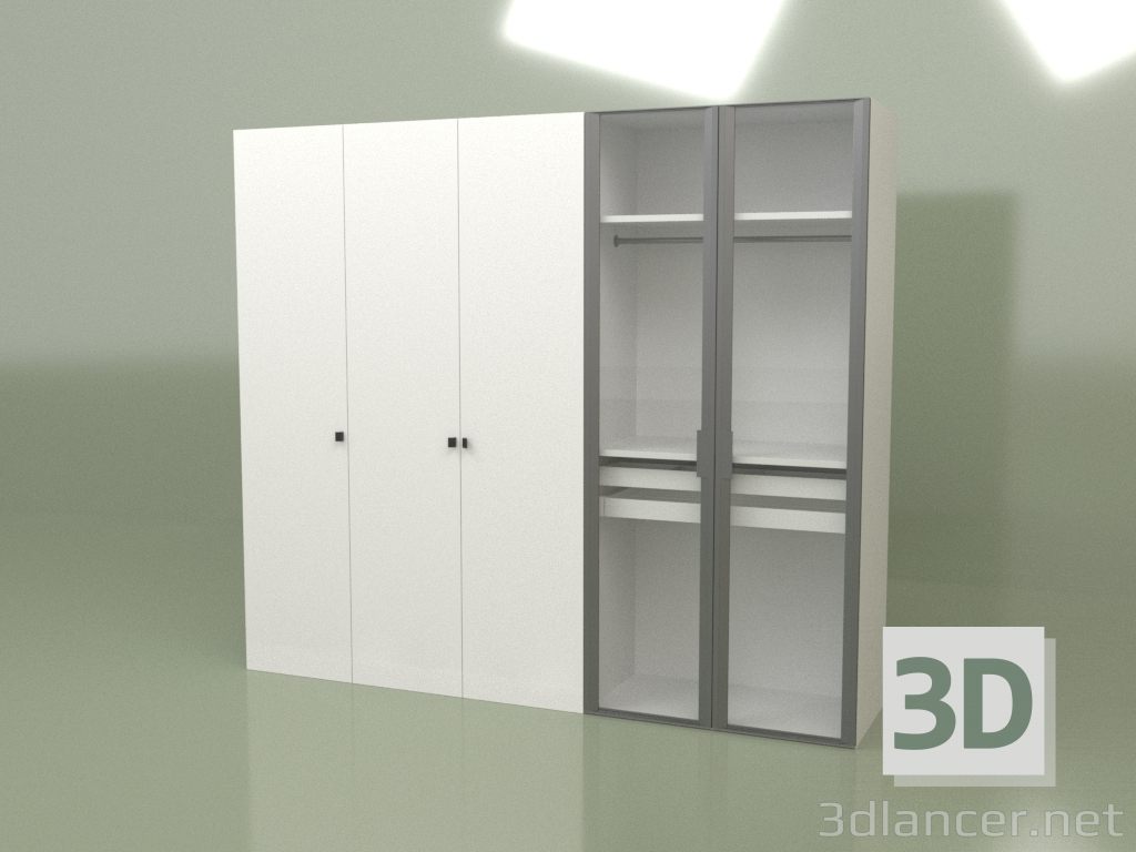 3 डी मॉडल अलमारी 5 दरवाजे जीएल 150 सी (वाइट) - पूर्वावलोकन