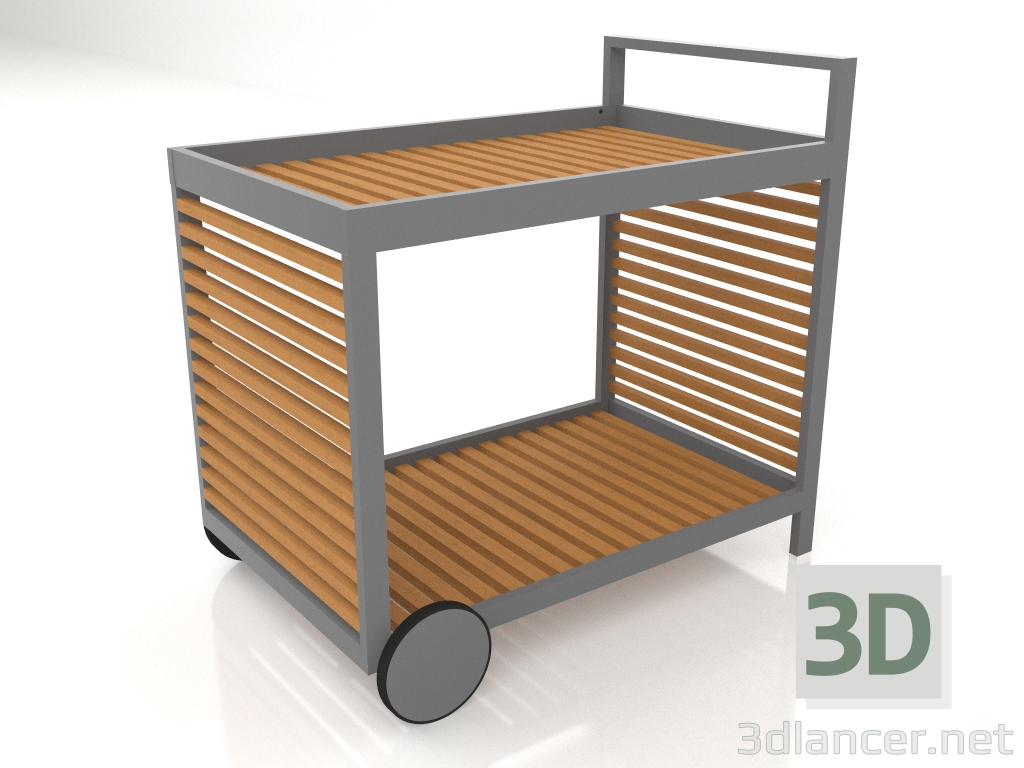 3d model Serving trolley with an aluminum frame made of artificial wood (Anthracite) - preview