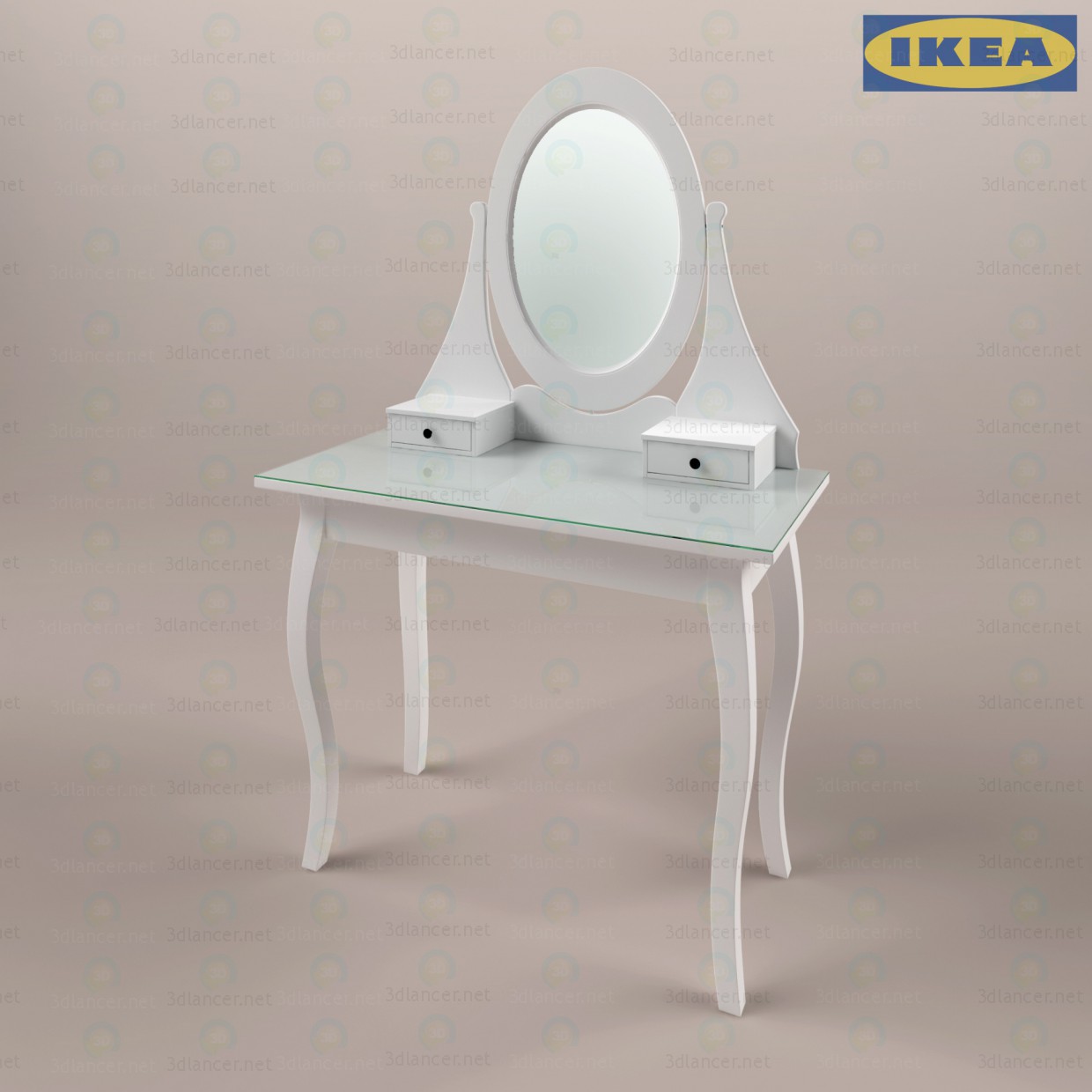 modèle 3D HEMNJeS. IKEA coiffeuse avec miroir - preview