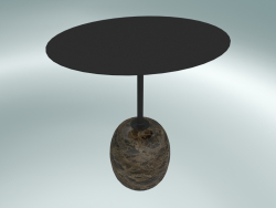 Tavolino con piano di lavoro ovale Lato (LN9, 50x40 cm, H 45 cm, nero caldo e marmo Emparador)