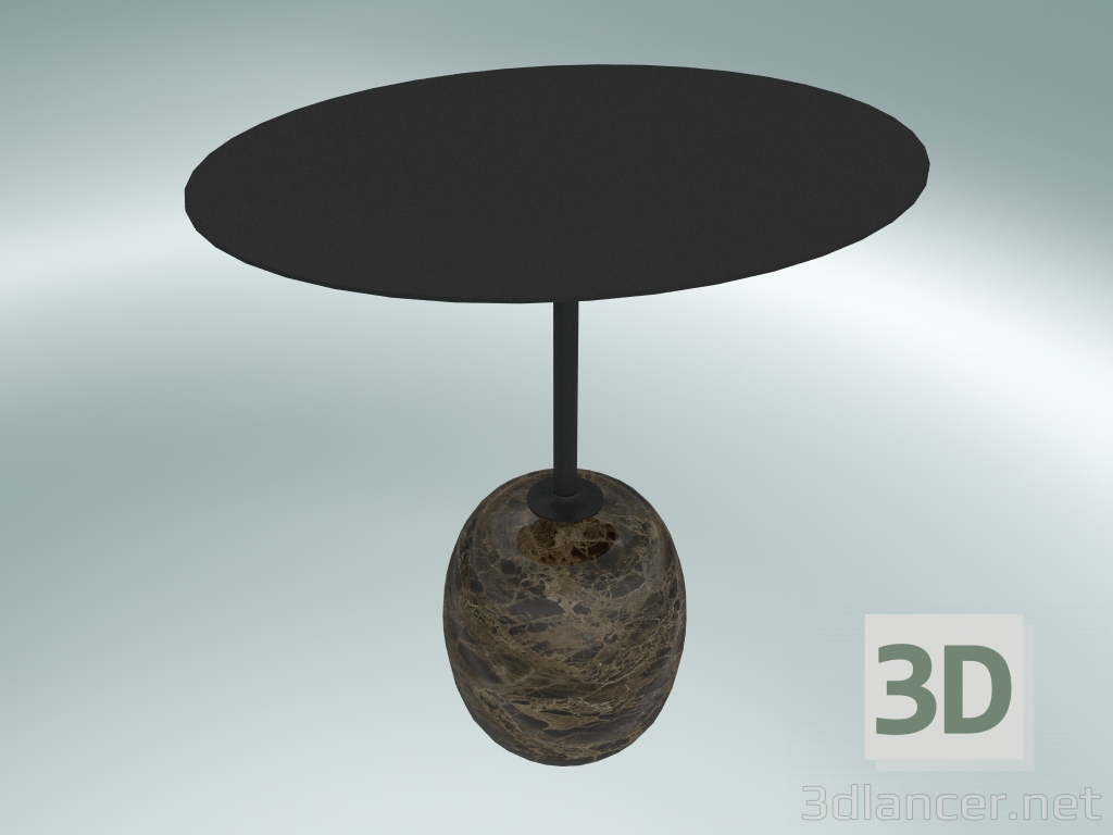 3D Modell Couchtisch mit ovaler Arbeitsplatte Lato (LN9, 50x40cm, H 45cm, Warmschwarz & Emparador Marmor) - Vorschau