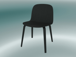 Chair wide with wooden base Visu (Black)