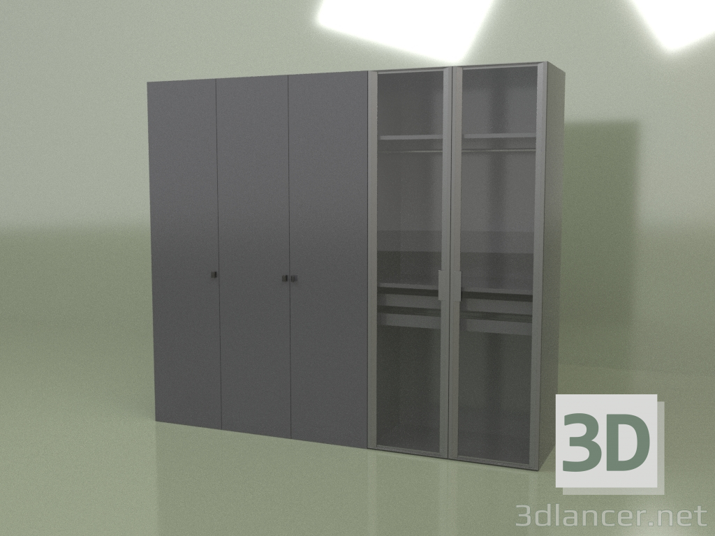 3D Modell Kleiderschrank 5 Türen GL 150 C (Anthrazit) - Vorschau