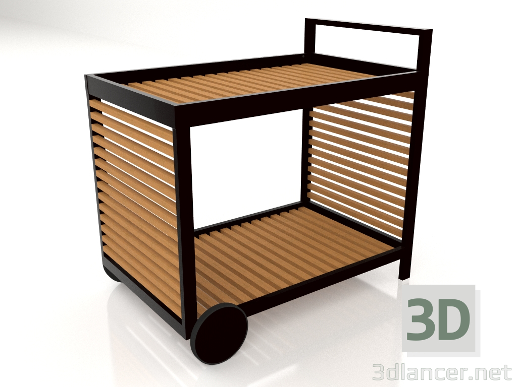 modèle 3D Chariot de service avec cadre en aluminium et bois artificiel (Noir) - preview