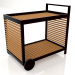 3d model Serving trolley with an aluminum frame made of artificial wood (Black) - preview