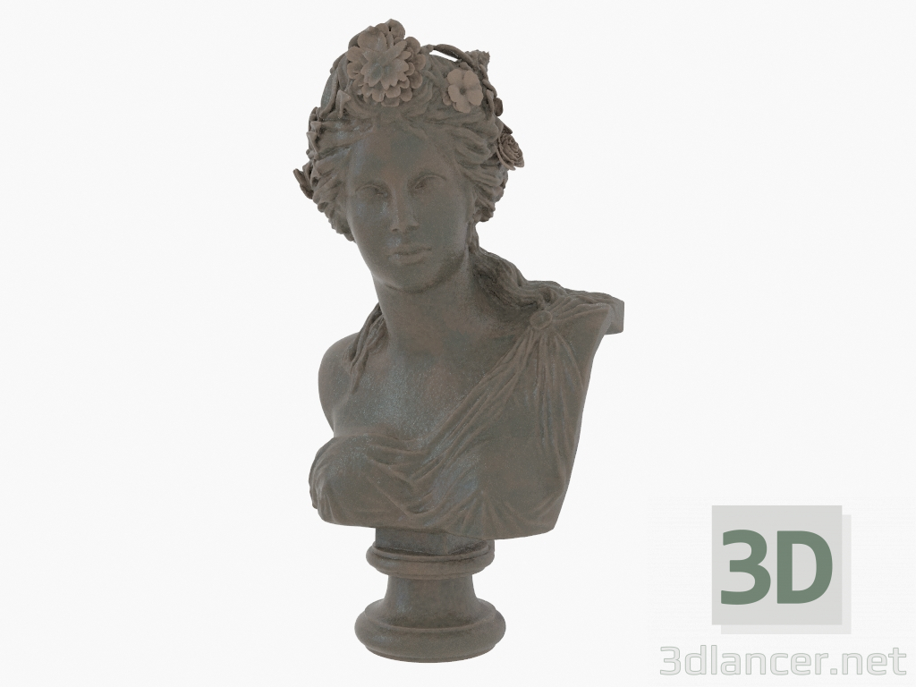 3d model Escultura de bronce del busto de la niña Corine - vista previa