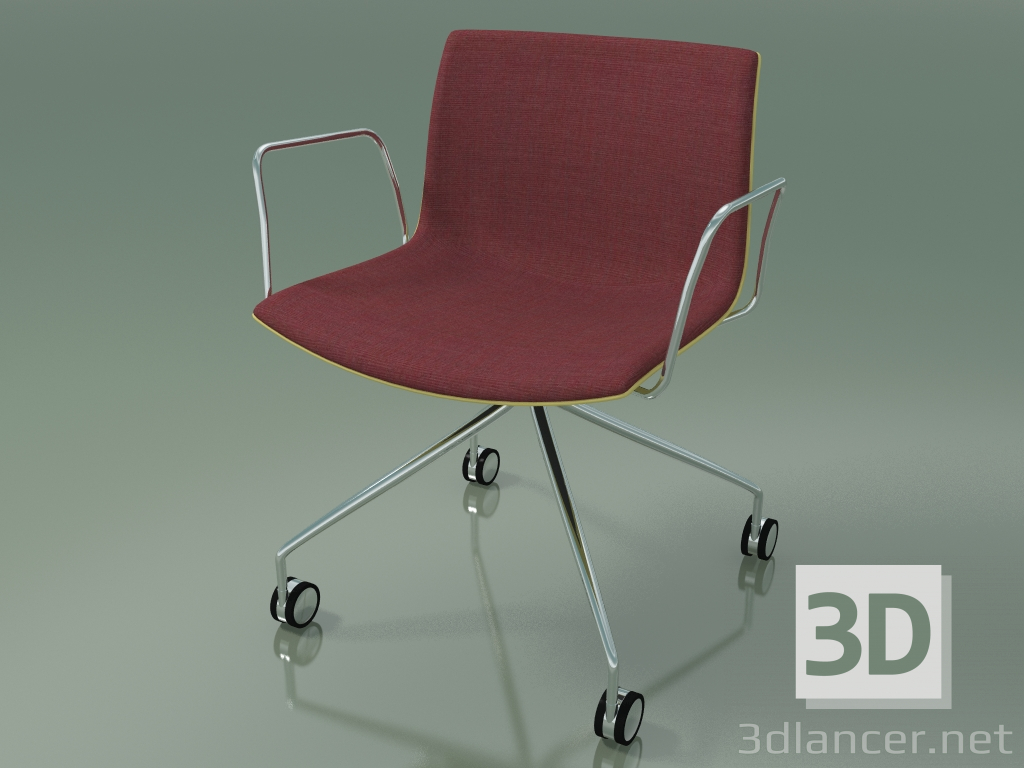 modèle 3D Chaise 2044 (4 roulettes, avec accoudoirs, chromé, avec garniture avant, polypropylène PO00415) - preview