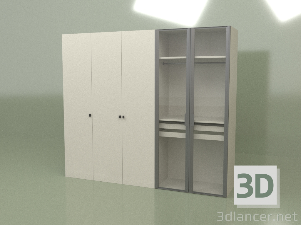 3D Modell Kleiderschrank 5 Türen GL 150 C (Esche) - Vorschau