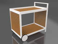 Chariot de service avec cadre en aluminium en bois artificiel (blanc)