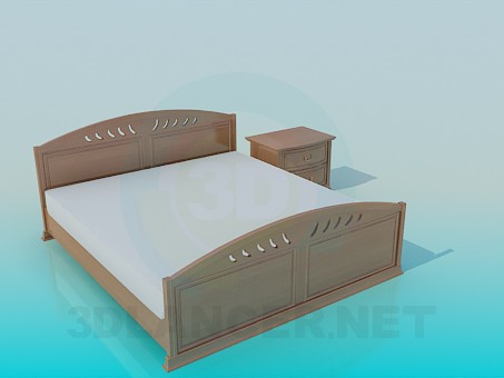 3d model Bed with a cupboard - preview