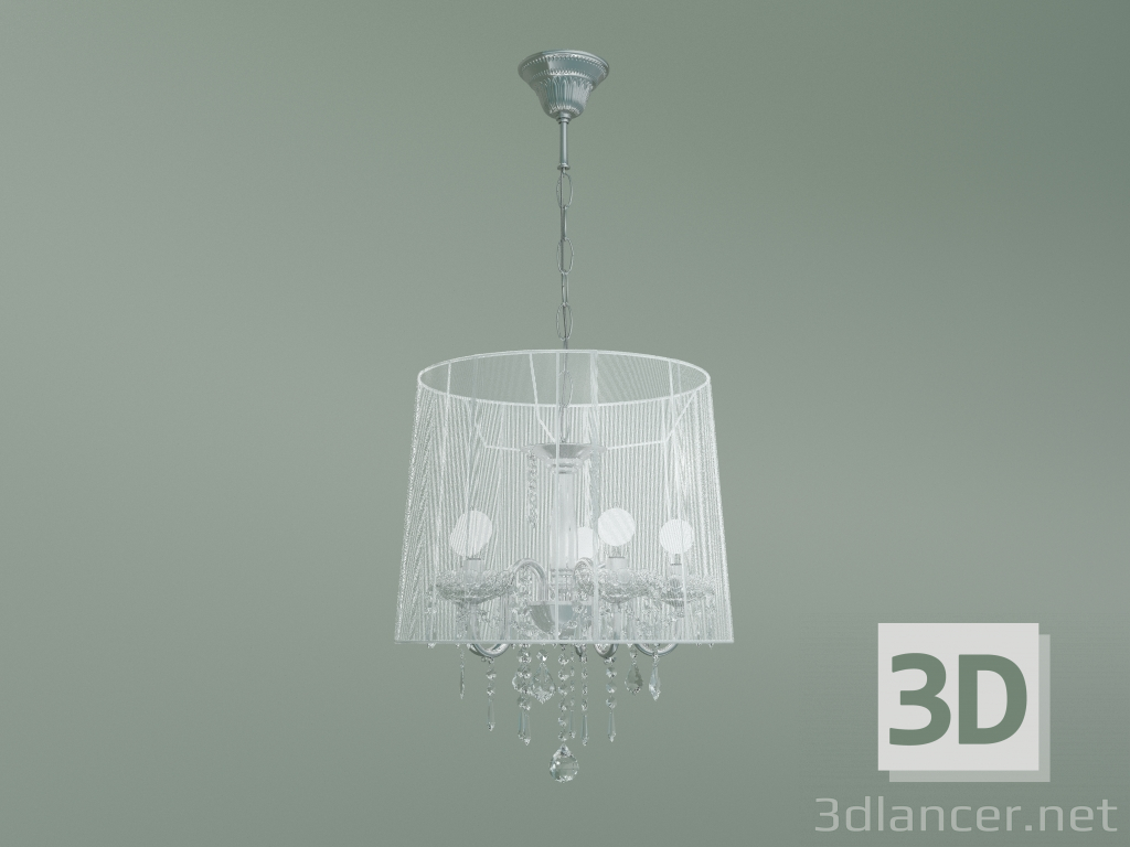 3d model Hanging chandelier 2045-5 (chrome-white) - preview