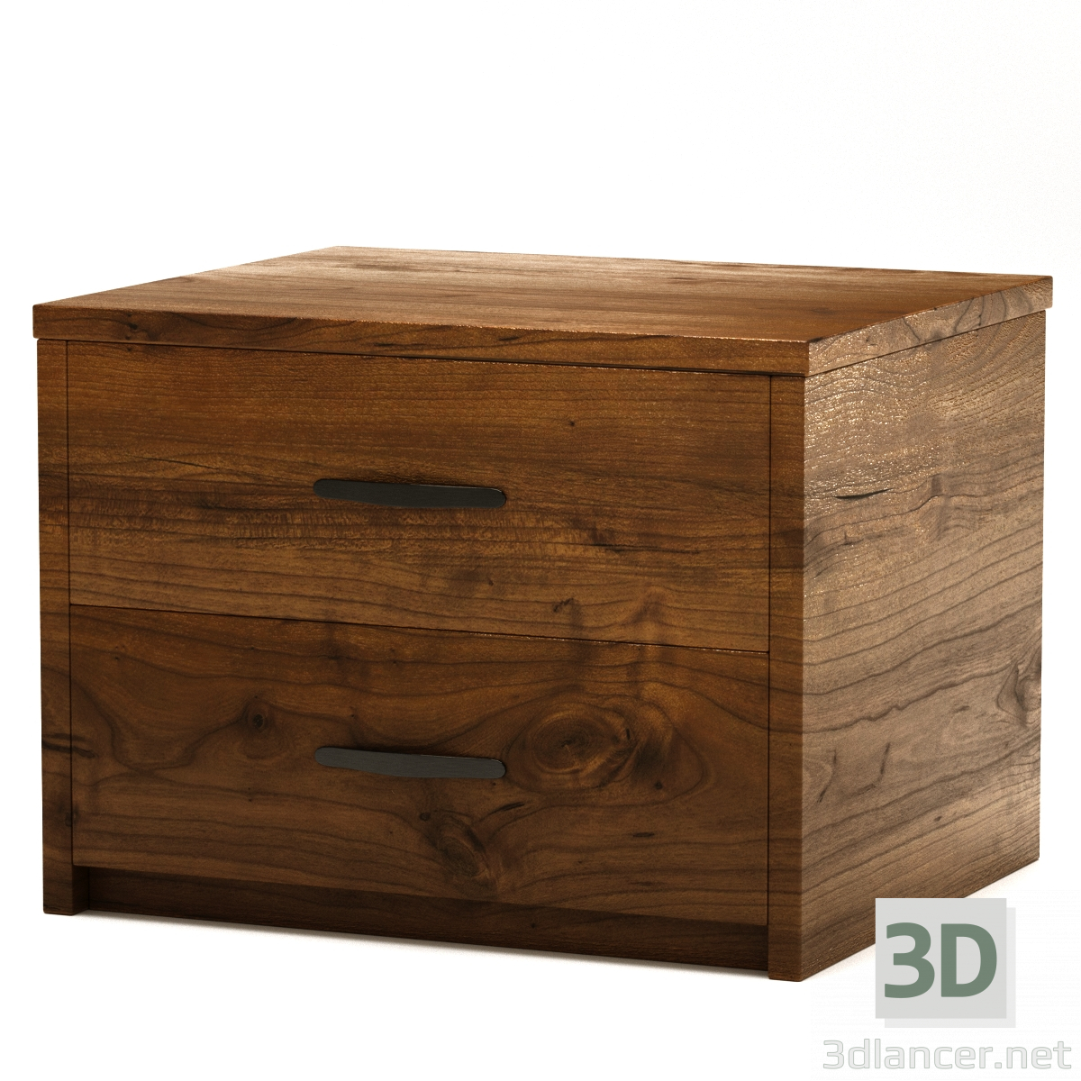 3d Wooden bedside table model buy - render