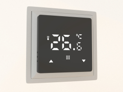 Thermostat with floor sensor (programmable, 16 A, black glass, aluminum, DTEF16B) R98