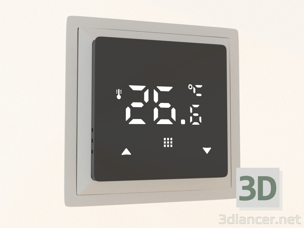 3d model Thermostat with floor sensor (programmable, 16 A, black glass, aluminum, DTEF16B) R98 - preview