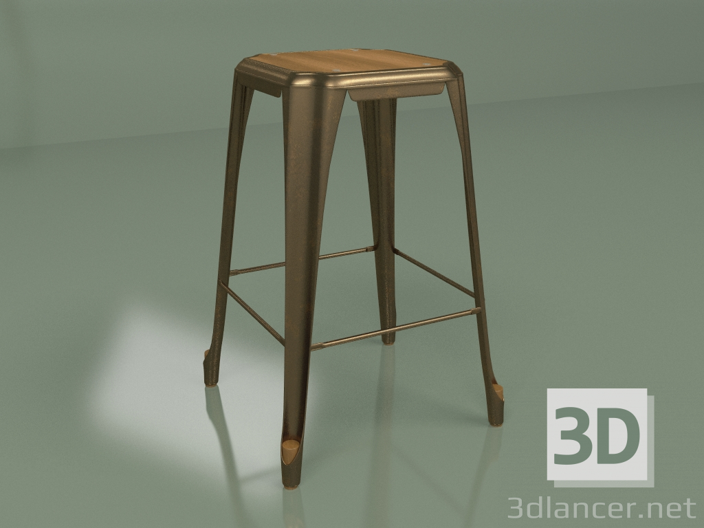 modello 3D Sedia semi-bar Marais Vintage Wood (bronzo cannone, noce) - anteprima